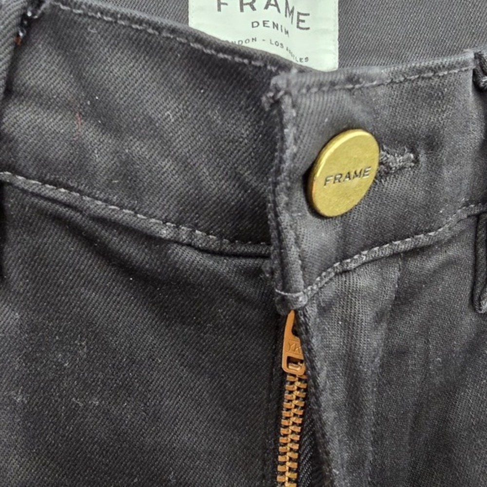 FRAME‎ Le High Skinny Jeans Black High Rise Frayed Hem Denim Size 25 - Picture 7 of 15